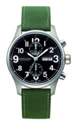 Correa de reloj Hamilton H717160 H600.717.172 H694.717.102 Lona Verde 22mm