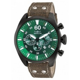 Invicta correa de reloj 19670.01 Cuero Marrón 24mm + costura blanca