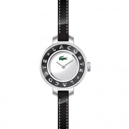 Lacoste correa de reloj LC-15-3-14-0084 / 2000391 Cuero Negro 6mm + costura negro