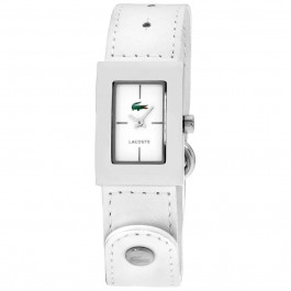Lacoste correa de reloj 2000655 / LC-43-3-14-2207 Cuero Blanco 18mm + costura blanca