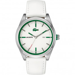 Lacoste correa de reloj 2010595 / LC-52-1-14-2275 Cuero Blanco 22mm + costura blanca