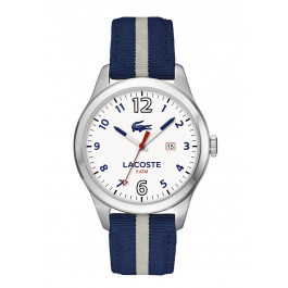 Lacoste correa de reloj 2010722 / LC-76-1-14-2484 Cuero/Textil Azul  21mm + costura azul