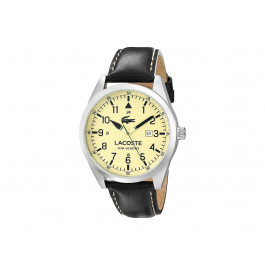 Lacoste correa de reloj 2010782 / LC-52-1-14-2571 Cuero Negro 22mm + costura blanca