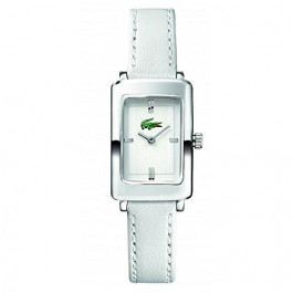 Lacoste correa de reloj 2000468 / LC-30-3-14-0131 Cuero Blanco 12mm + costura blanca