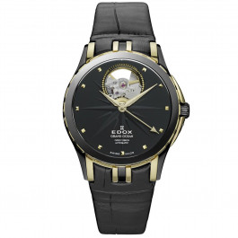 Correa de reloj Edox 85012 Cuero Negro
