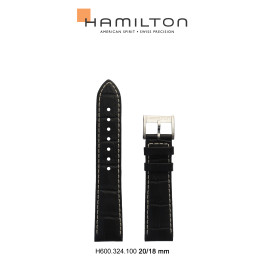 Correa de reloj Hamilton H690324100 / H600.324.100 / Jazzmaster Cuero Negro 20mm