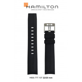 Correa de reloj Hamilton H76714335 / H600777107 Caucho Negro 22mm