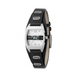 Fossil correa de reloj JR9466 Cuero Negro 12mm + costura negro