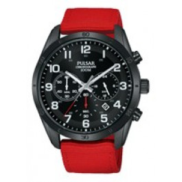 Correa de reloj Pulsar PT3963X1 Cuero/Textil Rojo 22mm