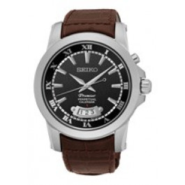 Seiko correa de reloj SNQ149P1 / 6A32 00X0 Cuero Marrón oscuro 21mm + costura marrón