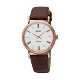 Seiko correa de reloj SXB436P1 / 7N89 0AY0 Cuero Marrón 16mm