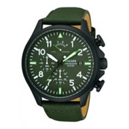 Pulsar correa de reloj VD50-X019-PS6055X1 Cuero Verde 20mm + costura verde