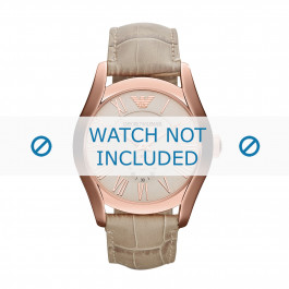 Armani correa de reloj AR1667 Cuero Beige 22mm + costura predeterminada