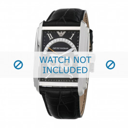 Armani correa de reloj AR4204 Cuero Negro 26mm + costura negro