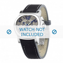 Festina correa de reloj F16126.5 / F16126.1 / F16126.7 / F16126.C / F16126.D / F16126.E  Cuero Negro 23mm + costura blanca