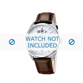 Festina correa de reloj F16873-1 Piel de cocodrilo Marrón 22mm + costura marrón