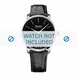 Correa de reloj Hugo Boss HB-273-1-14-2823 / HB1513258 Piel de cocodrilo Negro 22mm