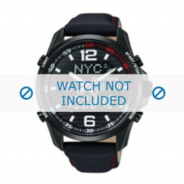 Pulsar correa de reloj N021-X001 / PZ4009X1 Cuero Negro 22mm + costura roja