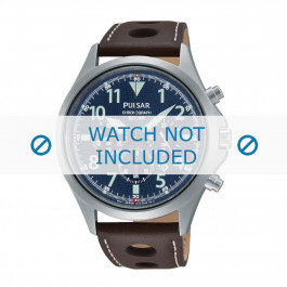 Pulsar correa de reloj VS75-X001-PX5029X1 Cuero Marrón 18mm + costura blanca