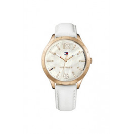 Tommy Hilfiger correa de reloj TH-268-3-34-1825 / TH679301822 Cuero Blanco 14mm + costura blanca