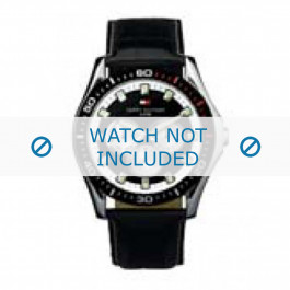 Tommy Hilfiger correa de reloj TH-01-1-14-0600 / TH679300804 Piel de cocodrilo Negro 24mm + costura blanca