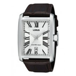 Lorus correa de reloj vj42-x068 Cuero Marrón + costura marrón