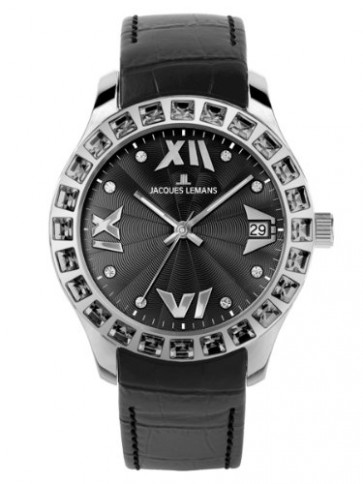 Correa de reloj Jacques Lemans 1-1571 Cuero Negro 22mm