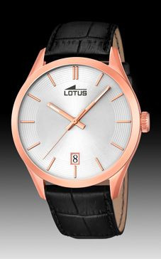 Lotus correa de reloj 18113-3 Cuero Negro + costura negro