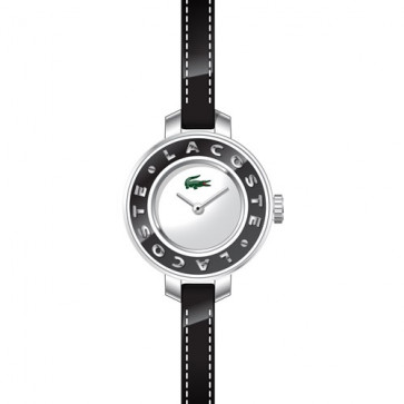 Lacoste correa de reloj LC-15-3-14-0084 / 2000391 Cuero Negro 6mm + costura negro