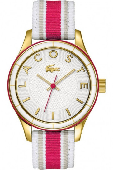 Lacoste correa de reloj 2000770 / LC-66-3-44-2449 Cuero Multicolor 18mm + costura blanca