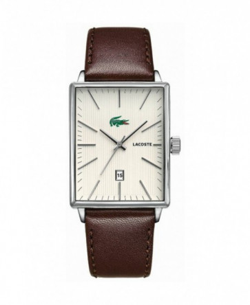 Lacoste correa de reloj 2010468  / 2010465 Cuero Marrón 22mm + costura marrón