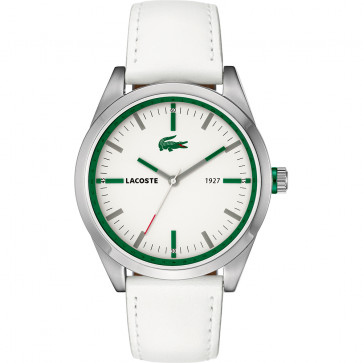 Lacoste correa de reloj 2010595 / LC-52-1-14-2275 Cuero Blanco 22mm + costura blanca
