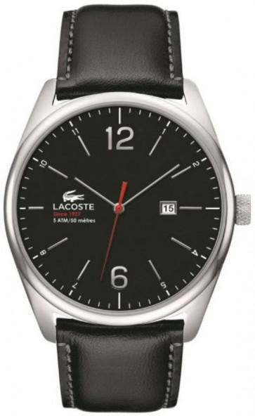 Lacoste correa de reloj 2010748 / LC-68-1-14-2412 Cuero Negro 24mm + costura gris