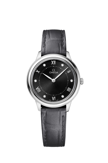 Correa de reloj Omega 032Z016931 / 43413306051001 / De Ville Cuero de cocodrilo Negro 14mm