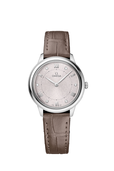 Correa de reloj Omega 032Z016927 / 43413306052001 / De Ville Cuero de cocodrilo Gris pardo 14mm