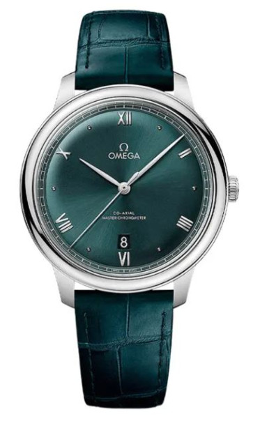 Correa de reloj Omega 43413402010001 / De Ville Cuero de cocodrilo Verde 19mm