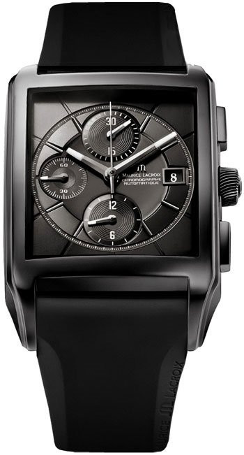 Correa de reloj Maurice Lacroix 640-000029 / PT6197-SS001-331 Silicona Negro 26mm