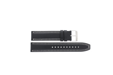 Seiko correa de reloj SSB033P1 / 6T63 00D0 Cuero Negro 20mm + costura blanca