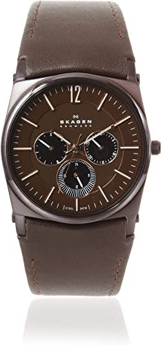 Correa de reloj Skagen 759LDRD Cuero Marrón oscuro
