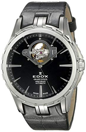 Correa de reloj Edox LA-73/437876/85008 Cuero Negro 20mm