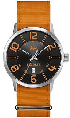 Lacoste correa de reloj 2010511 / LC-44-1-14-2213 Nylon / perlón Naranja 24mm + costura naranja