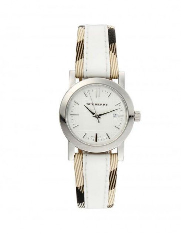 Correa de reloj Burberry BU1395 Cuero/Textil Blanco