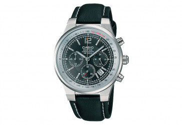 Casio correa de reloj 10145065 Edifice Piel Negro 14mm + costura blanca
