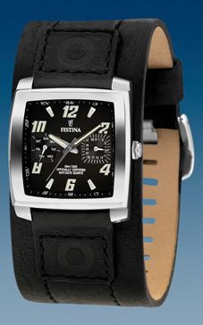 Correa de reloj Festina F16182-6 Cuero Negro 22mm