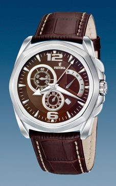 Correa de reloj Festina F16354-2 Piel de cocodrilo Marrón oscuro 24mm