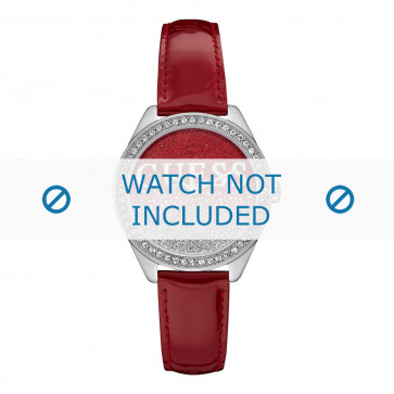 Guess correa de reloj W0823L3 Glitter Girl Cuero Rojo 16mm + costura roja