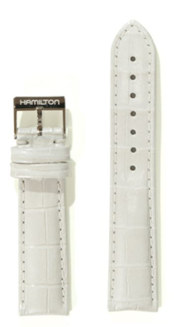 Correa de reloj Hamilton H690323124 / H323510 / H323810 / Cuero Blanco 18mm