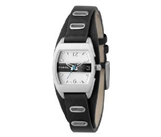 Fossil correa de reloj JR9466 Cuero Negro 12mm + costura negro