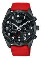 Correa de reloj Pulsar PT3963X1 Cuero/Textil Rojo 22mm