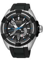 Correa de reloj Seiko 5D44-0AH0 / SRH019P1 / R02L011J0 Silicona Negro 22mm